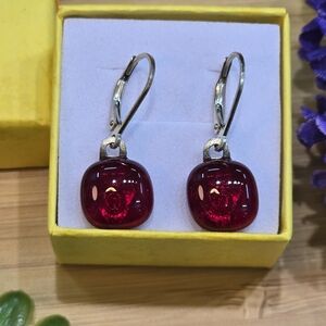 Elegant Red  Sterling Silver Earrings